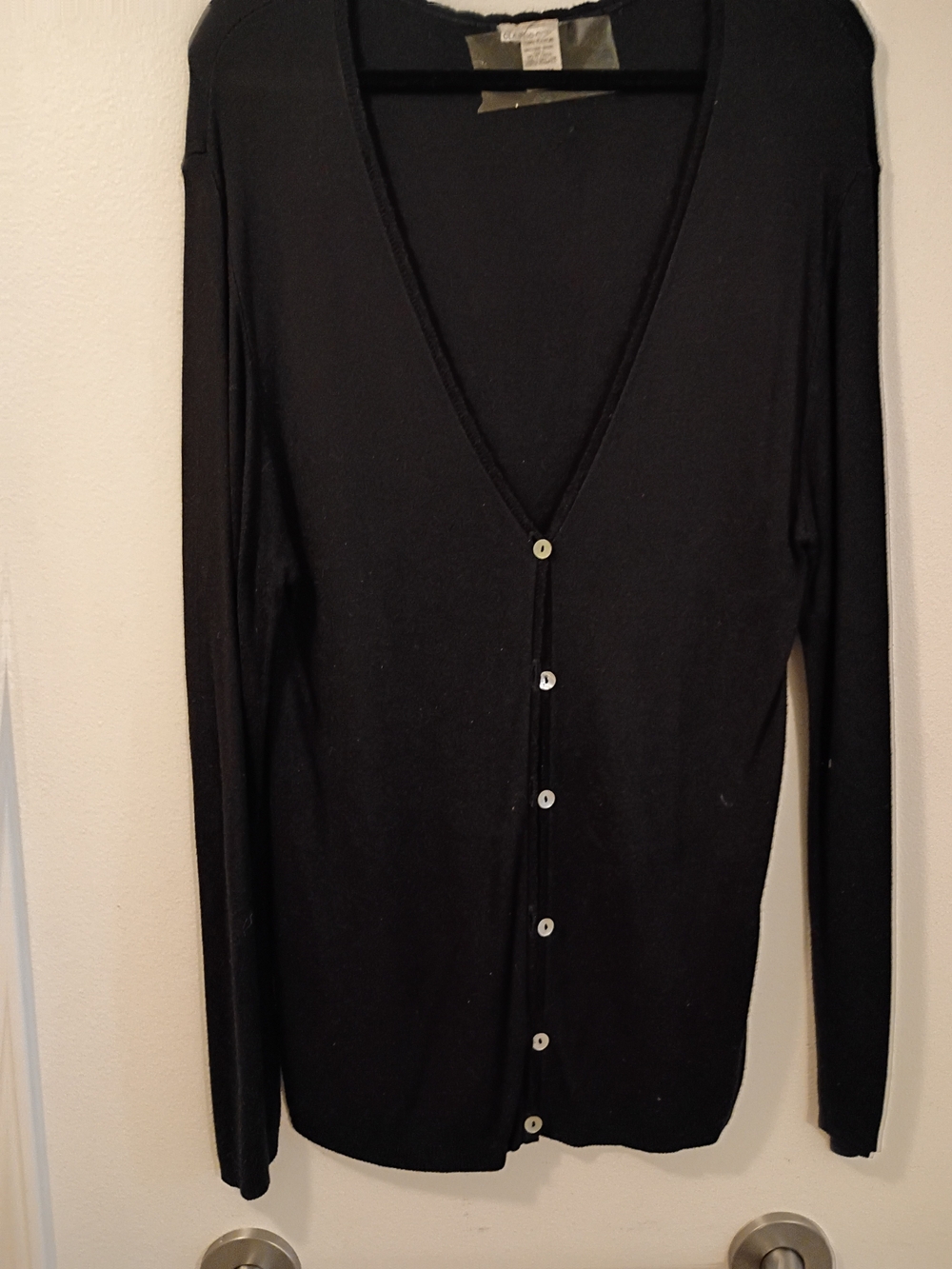 Classic Black V-Neck Button-Front Cardigan